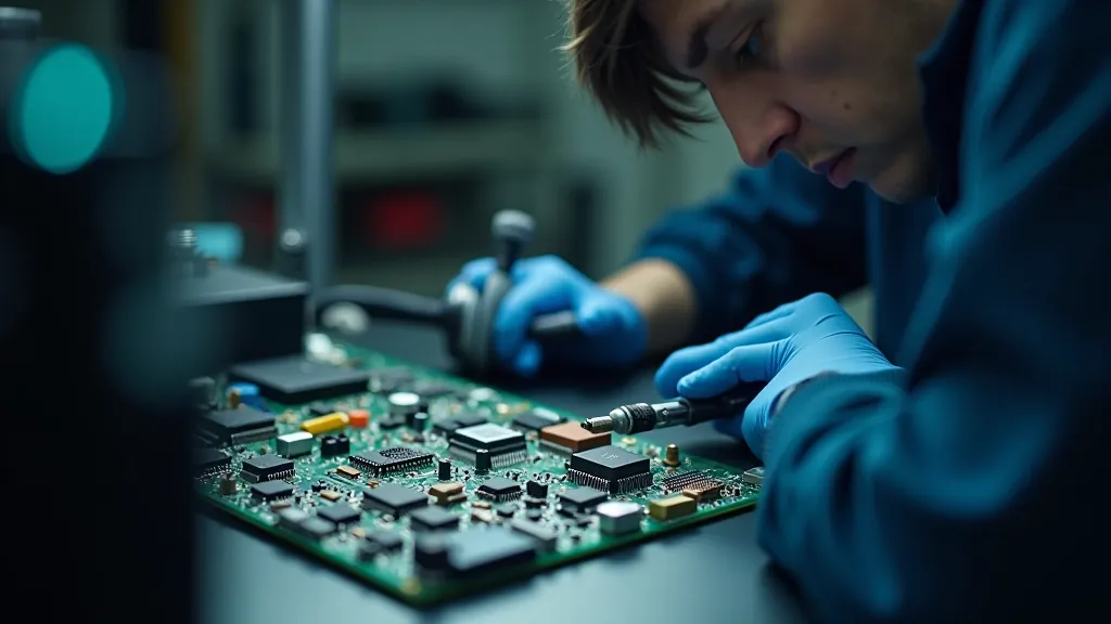 Výrobní proces: svařování elektronických součástek na základní desku