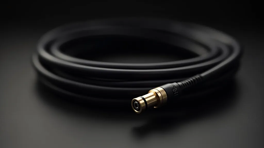 Vysokofrekvenční kabel s profesionálními konektory na tmavém pozadí