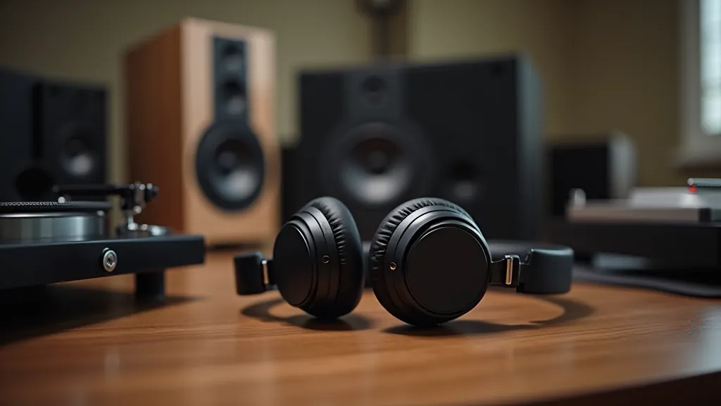 Sluchátka Planar Magnetic Pro v použití na pracovním stole s audio vybavením